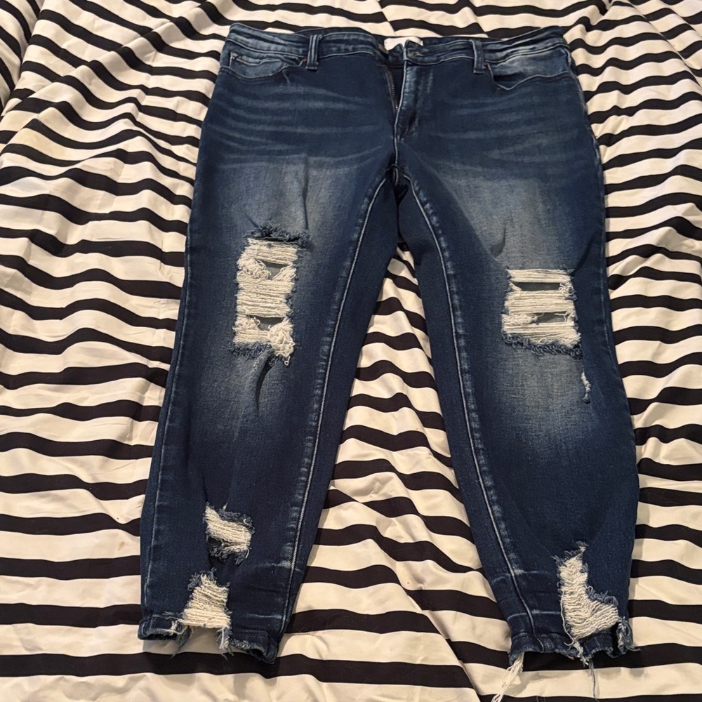 Petra Fashions Dark Blue Distressed Skinny Jeans